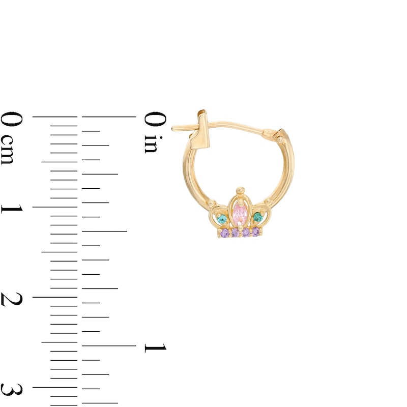 Main Image 2 of Child's Multi-Color Marquise and Round Cubic Zirconia Tiara Hoop Earrings in 10K Gold