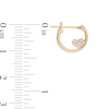 Thumbnail Image 2 of Child's Pink Cubic Zirconia Heart Accent Hoop Earrings in 10K Gold