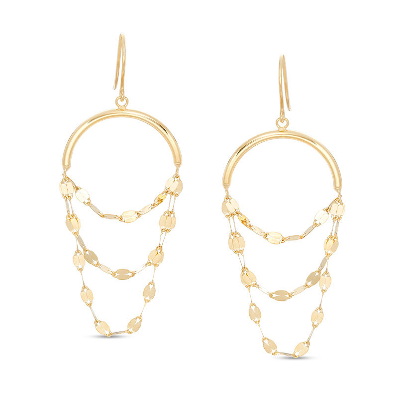 Triple Flat-Link Chain Loop Drop Earrings in 10K Gold | Banter