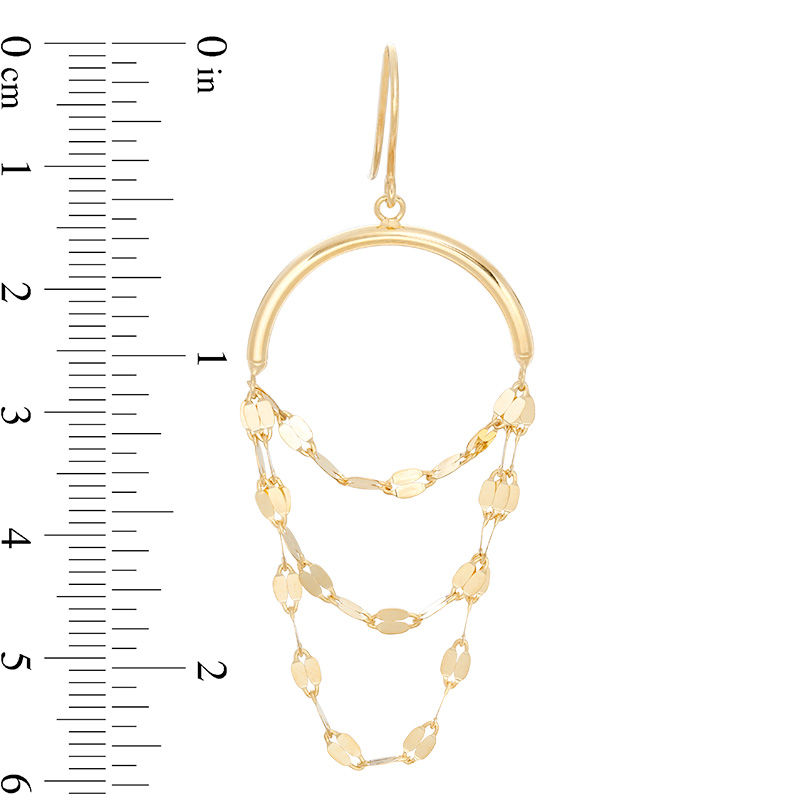 Main Image 2 of Triple Flat-Link Chain Loop Drop Earrings in 10K Gold