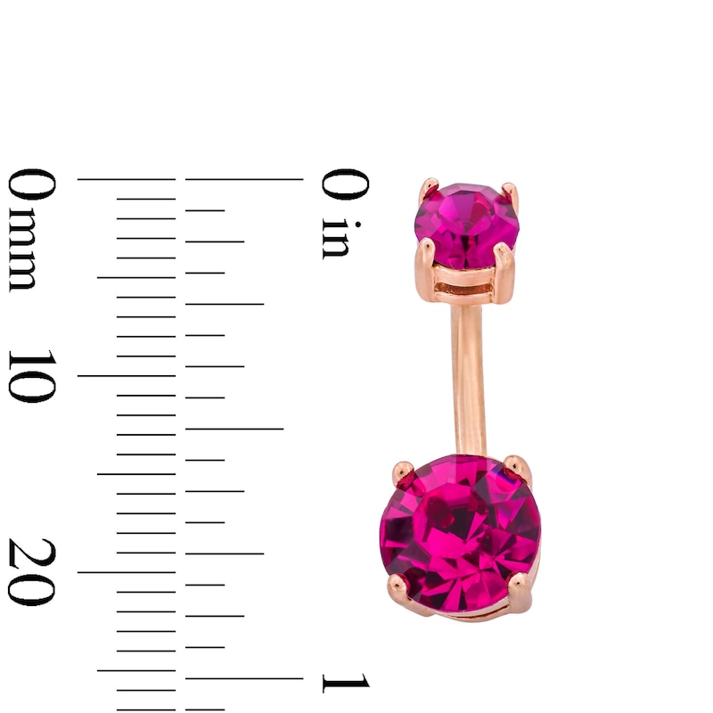 Main Image 2 of Rose Ion Plated Crystal Iridescent and Pink Belly Button Ring Set - 14G