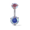 Thumbnail Image 1 of Solid Stainless Steel CZ Two-Piece Belly Button Ring Set - 14G