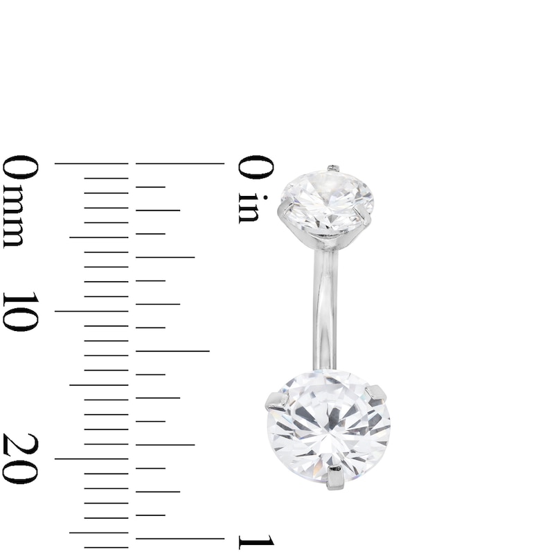 Main Image 3 of Solid Stainless Steel CZ Two-Piece Belly Button Ring Set - 14G