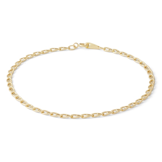 060 Gauge Mariner Chain Bracelet in 10K Hollow Gold - 7.5"
