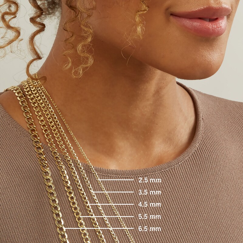 Main Image 7 of 4.4mm Diamond-Cut Curb Chain Necklace in 14K Hollow Gold - 20&quot;