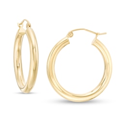 25mm Hoop Earrings in 14K Tube Hollow Gold