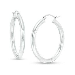 30mm Hoop Earrings in 14K Tube Hollow White Gold