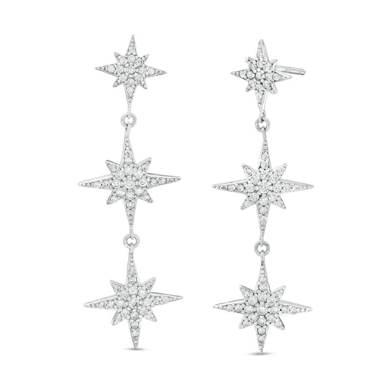 Cubic Zirconia Triple North Star Drop Earrings in Sterling Silver | Banter