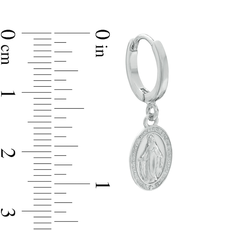 Our Lady of Guadalupe Oval Medallion Drop Earrings in Sterling Silver