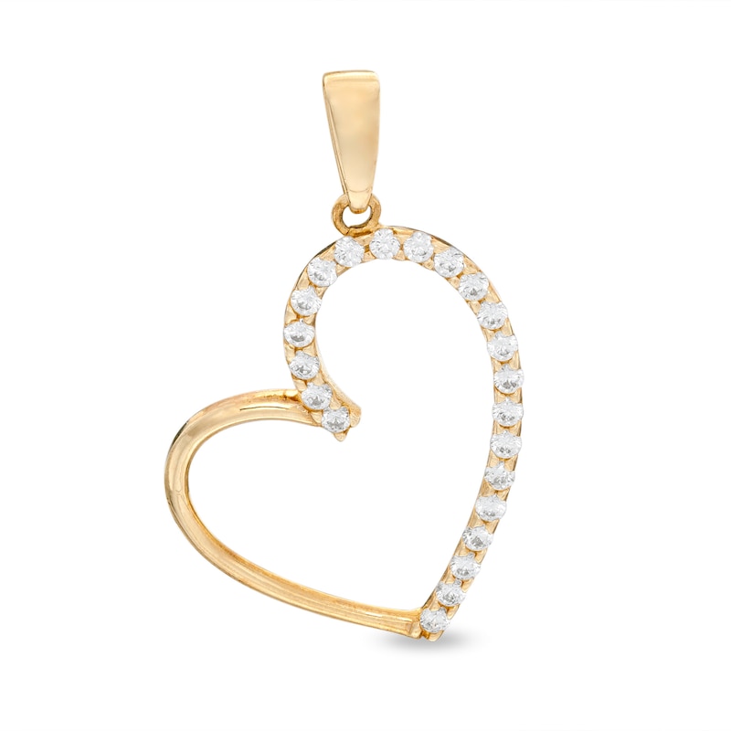 Cubic Zirconia Heart Cross Charm in 10K Solid Gold