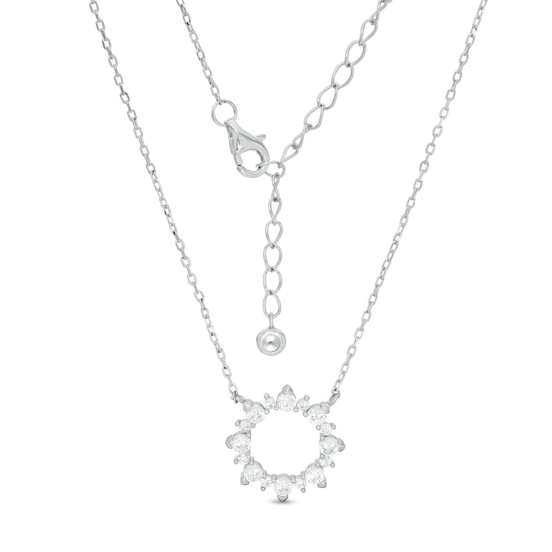 Main Image 1 of Cubic Zirconia Open Sunburst Necklace in Sterling Silver