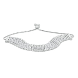 Cubic Zirconia Multi-Row Bolo Bracelet in Sterling Silver - 10.5&quot;