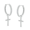 Thumbnail Image 0 of Cubic Zirconia Cross Dangle Drop Earrings in Sterling Silver