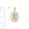 Thumbnail Image 2 of Cubic Zirconia Jesus Head Oval Frame Necklace Charm in 10K Two-Tone Gold