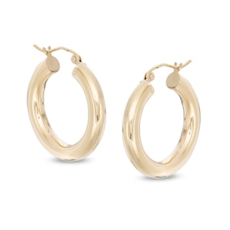 25mm Hoop Earrings in 14K Tube Hollow Gold