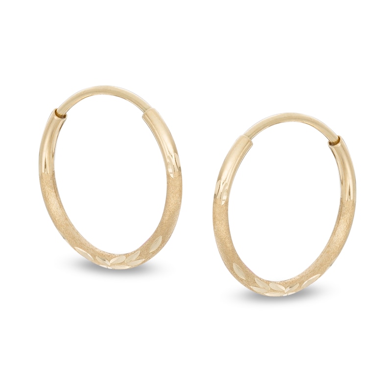 14mm Multi-Finish Continuous Hoop Earrings in 14K Tube Hollow Gold | Banter