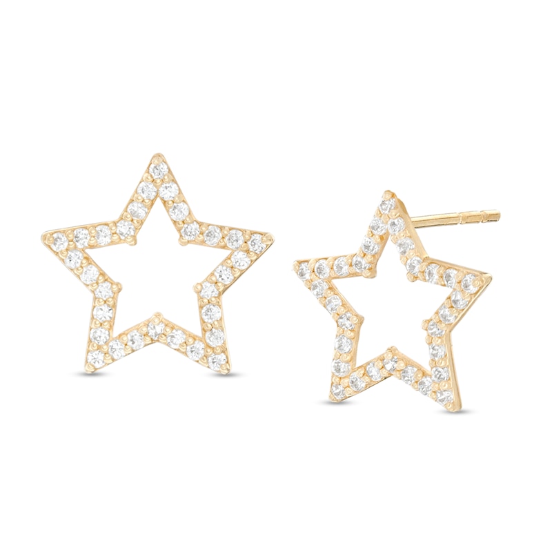 Main Image 1 of Cubic Zirconia Star Stud Earrings in 10K Gold