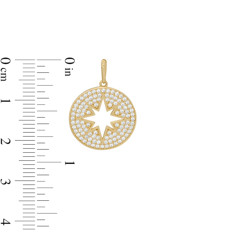 Cubic Zirconia Disc with Cut-Out North Star Necklace Charm in 10K Gold