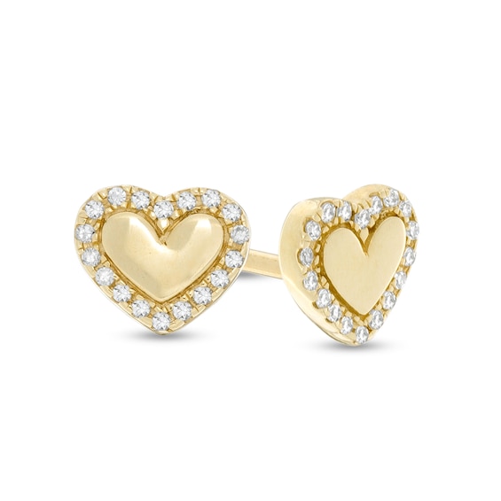 1/15 CT. T.W. Diamond Heart Frame Stud Earrings in 10K Gold