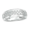 Thumbnail Image 0 of 1/20 CT. T.W. Diamond Checkerboard Wedding Band in Sterling Silver