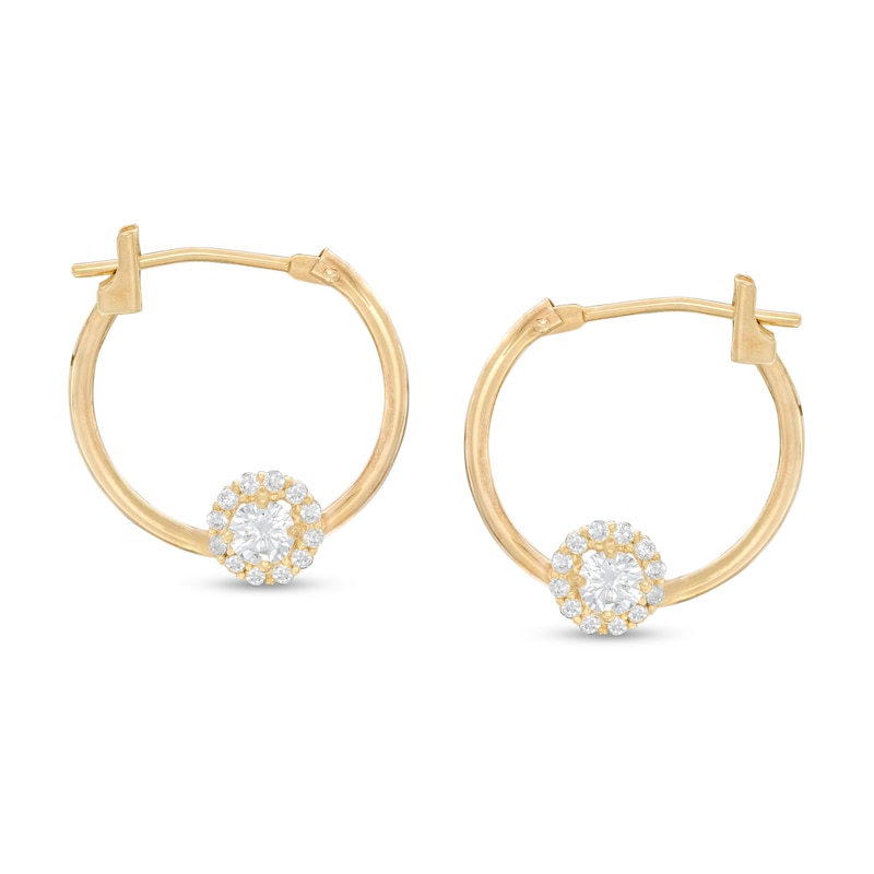 Main Image 1 of Cubic Zirconia Hoop Earrings in 10K Gold