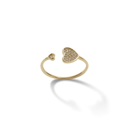 Cubic Zirconia Double Heart Open Shank Wrap Ring in 10K Gold