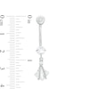 Thumbnail Image 2 of 10K Semi-Solid White Gold CZ Square and Round Flower Rope Dangle Belly Button Ring - 14G