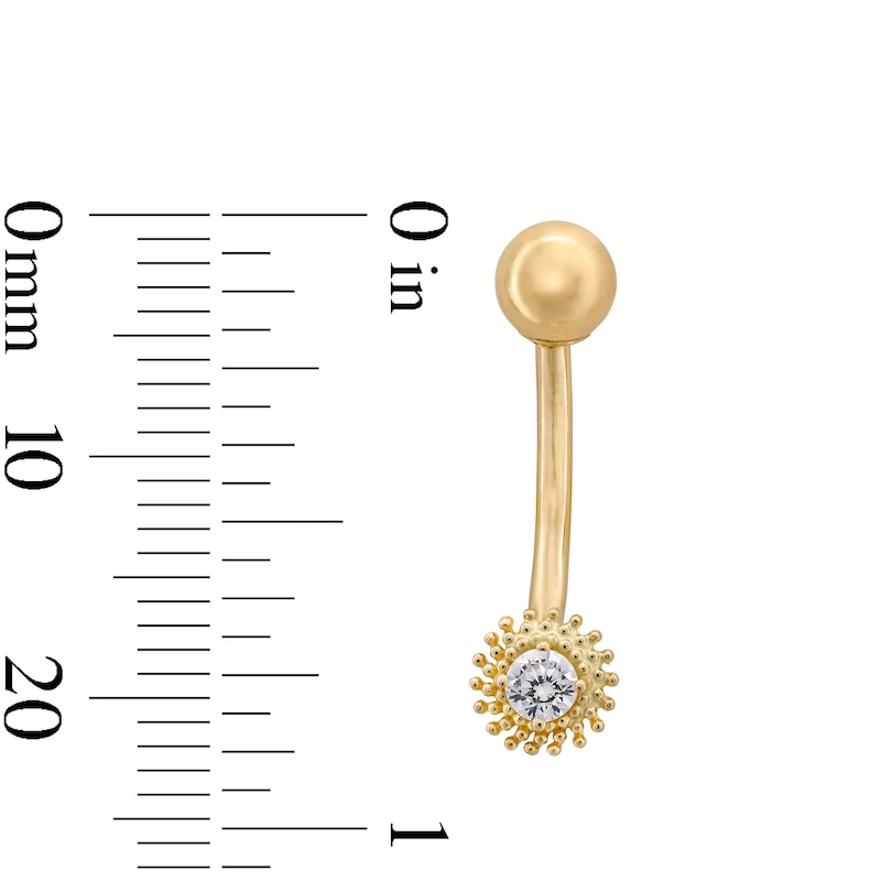 Main Image 2 of 10K Semi-Solid Gold CZ Sunburst Belly Button Ring - 14G