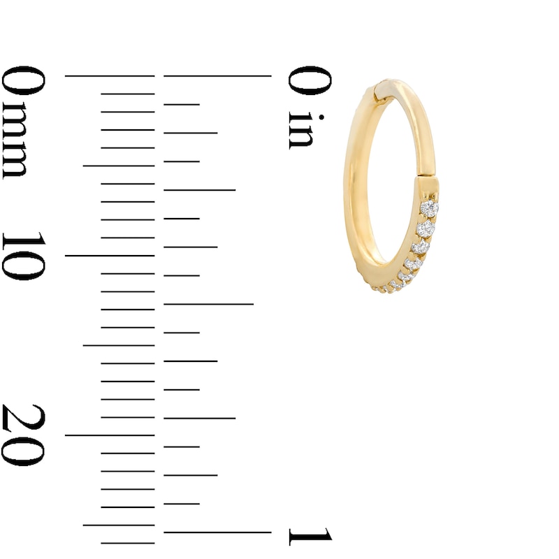 Main Image 2 of 10K Solid Gold CZ Lined Clicker Hoop - 20G