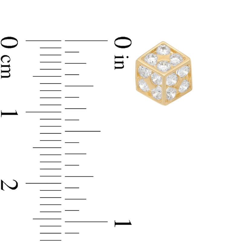 Main Image 2 of Cubic Zirconia Dice Stud Earrings in 10K Gold