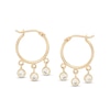 Thumbnail Image 0 of Cubic Zirconia Bezel-Set Dangle Hoop Earrings in 10K Gold