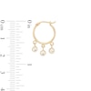 Thumbnail Image 1 of Cubic Zirconia Bezel-Set Dangle Hoop Earrings in 10K Gold