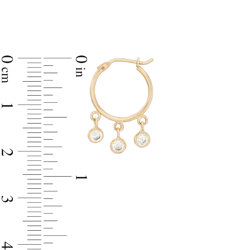 Cubic Zirconia Bezel-Set Dangle Hoop Earrings in 10K Gold