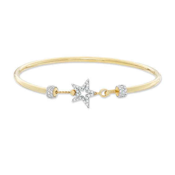 Cubic Zirconia Star Bangle in 10K Gold Bonded Sterling Silver