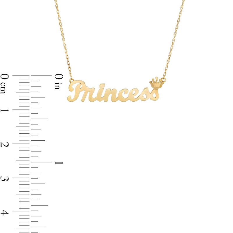 Main Image 2 of Cursive &quot;Princess&quot; with Crown Necklace in 10K Gold - 20&quot;