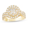 Thumbnail Image 1 of 1-1/2 CT. T.W. Composite Diamond Frame Triple Row Crossover Engagement Ring in 10K Gold