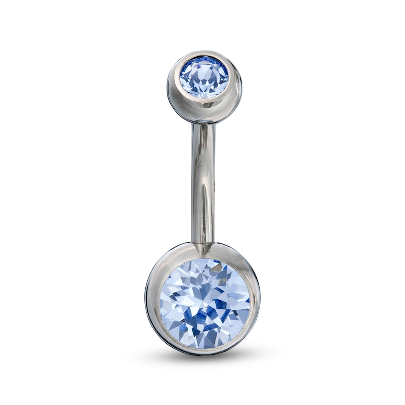 014 Gauge 8mm Light Blue Crystal Belly Button Ring in Titanium - 7/16 ...