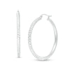 Thumbnail Image 1 of 40mm Diamond-Cut Hoop Earrings in 14K Tube Hollow White Gold