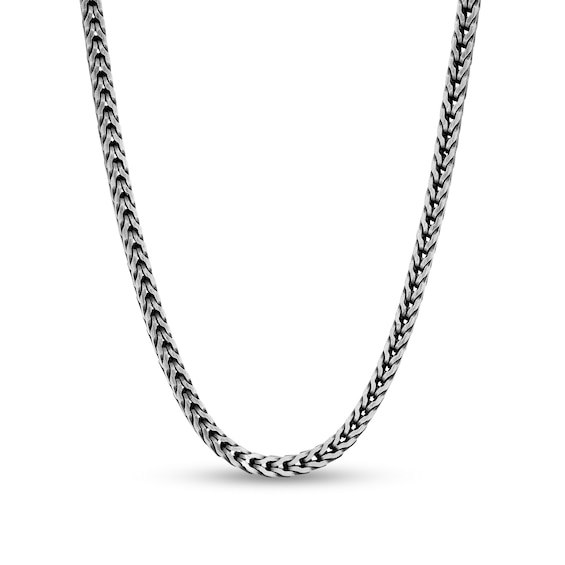 430 Gauge Oxidized Foxtail Chain Necklace in Sterling Silver - 26"
