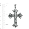 Thumbnail Image 1 of Oxidized Beaded Gothic-Style Cross Necklace Charm in Sterling Silver