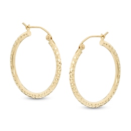 25mm Diamond-Cut Hoop Earrings in 14K Tube Hollow Gold