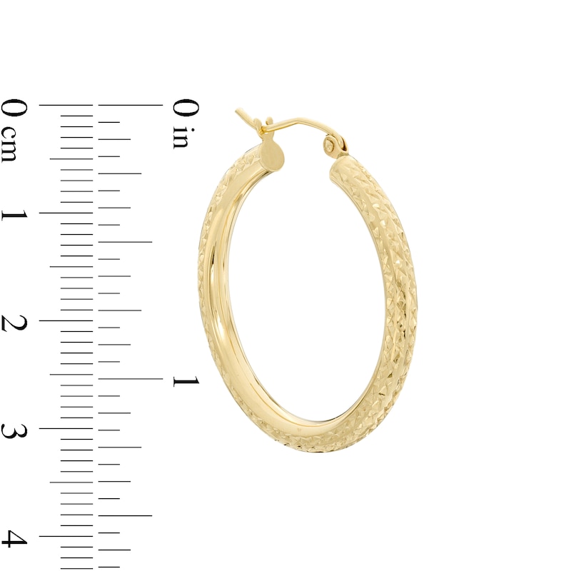 Main Image 2 of 30mm Diamond-Cut Hoop Earrings in 14K Tube Hollow Gold