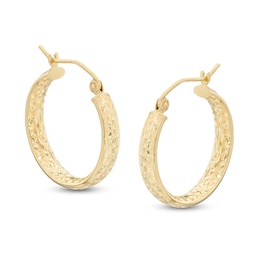 20mm Diamond-Cut Hoop Earrings in 14K Tube Hollow Gold