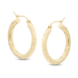 25mm Diamond-Cut Hoop Earrings in 14K Tube Hollow Gold