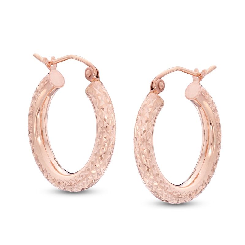 Main Image 1 of 20mm Diamond-Cut Hoop Earrings in 14K Tube Hollow Rose Gold