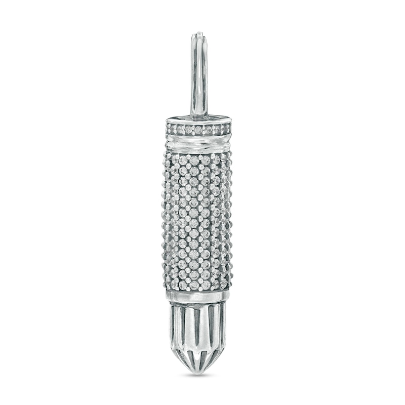 Main Image 1 of Cubic Zirconia Oxidized Bullet Necklace Charm in Sterling Silver