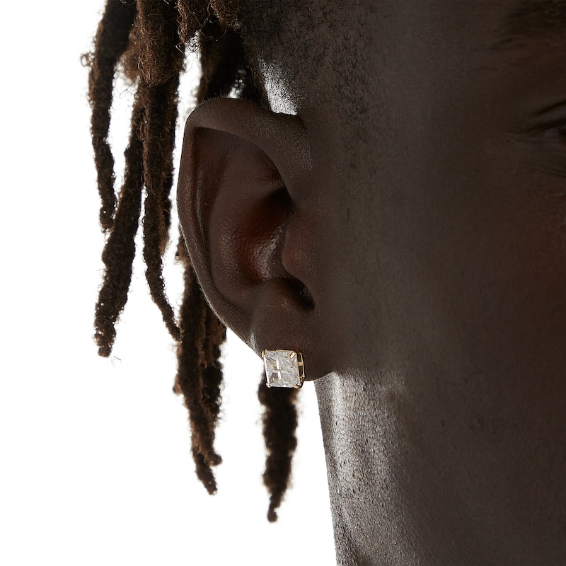 12mm Cubic Zirconia Solitaire Stud Earrings in 10K Gold