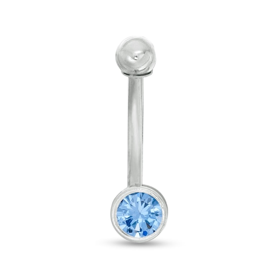 10K Semi-Solid Gold CZ Two-Stone Belly Button Ring - 14G 7/16