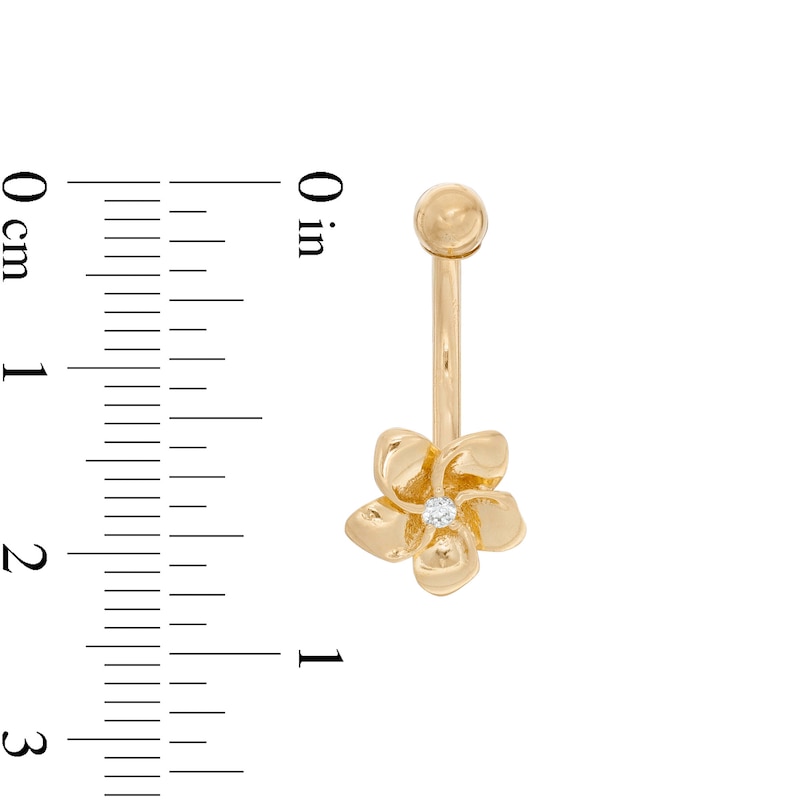 Main Image 2 of 014 Gauge Cubic Zirconia Flower Belly Button Ring in 14K Gold