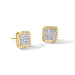 1/10 CT. T.W. Composite Diamond Textured Square Stud Earrings in 10K Gold